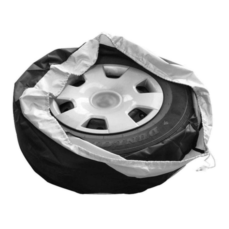 Comily Plus+ 4pcs/Set 210D Polyester Spare Tire Covers Storage Tote Bags with Handle Fit for 16"-18" Tyres in Diameter-Black/Silver - Image 3